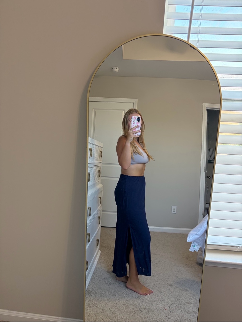 Bella Dahl Navy Maxi Skirt with Side Slit